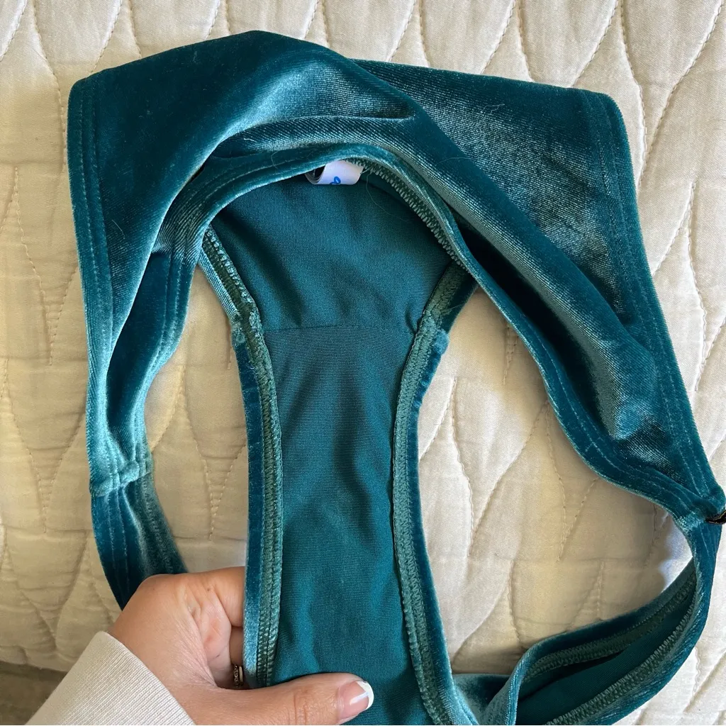 La Vie En Rose Aqua Bikini Teal Velvet Swimsuit Size Extra‎ Small Blue - Image 4