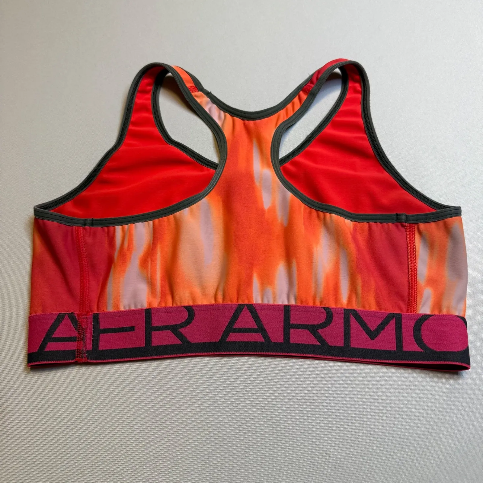 Under Armour Sports Bra Orange Red Racerback Activewear Top Size S Gym Workout # - Image 2