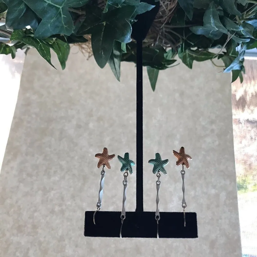 Vintage Starfish Dangle Earrings Pastel Orange NWT White - Image 8