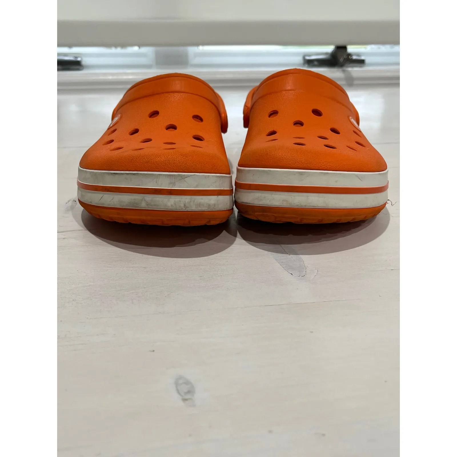 Crocs Classic Clog Bright Orange White Stripe Size 6 M 8 W - Image 7
