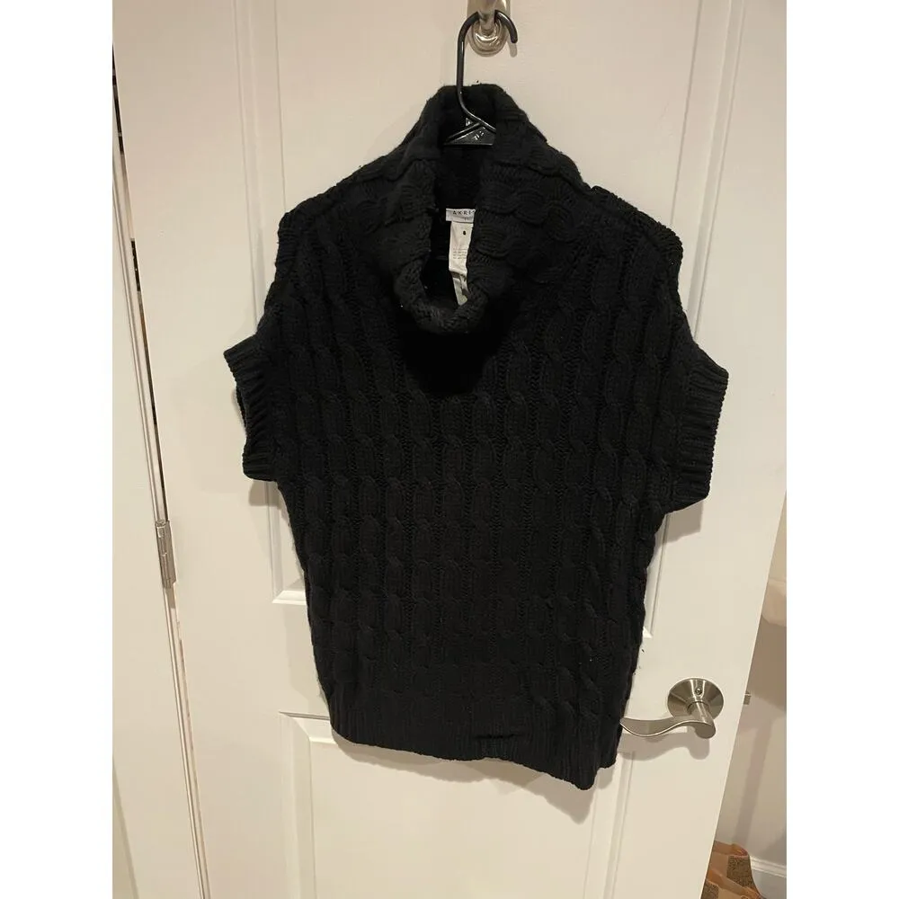 Akris punto angora cashmere wool black short sleeve sweater M - Image 5