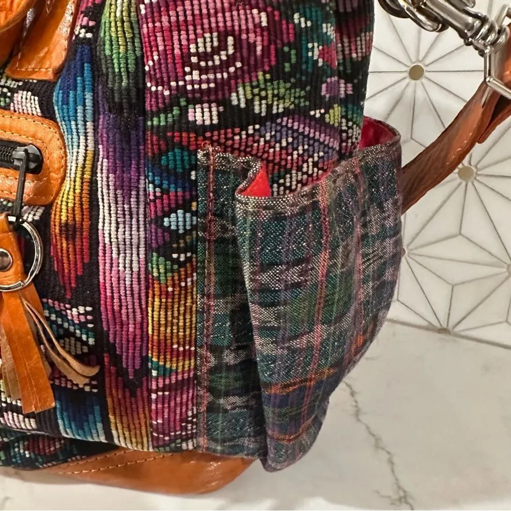 Nena & Co. Convertible Crossbody Day Bag Bohemian Designer Artisan Huipil Design Brown - Image 14