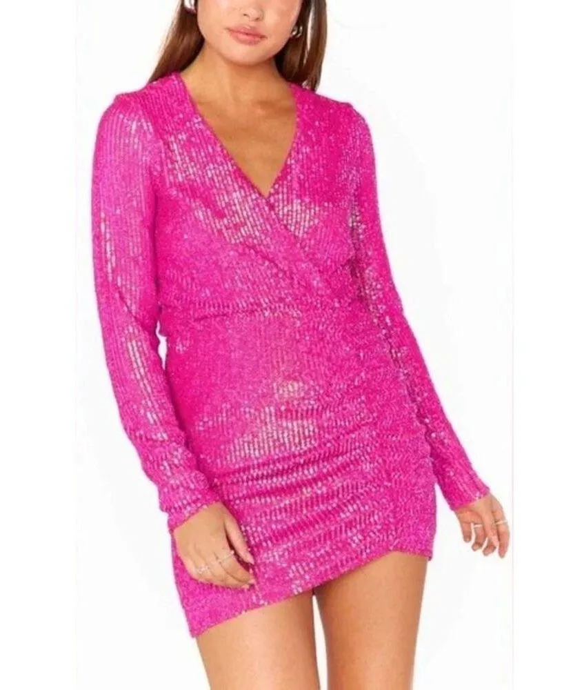 Show Me Your Mumu Party Hop Pink Disco Sequins Mini Dress M NWT - Image 2