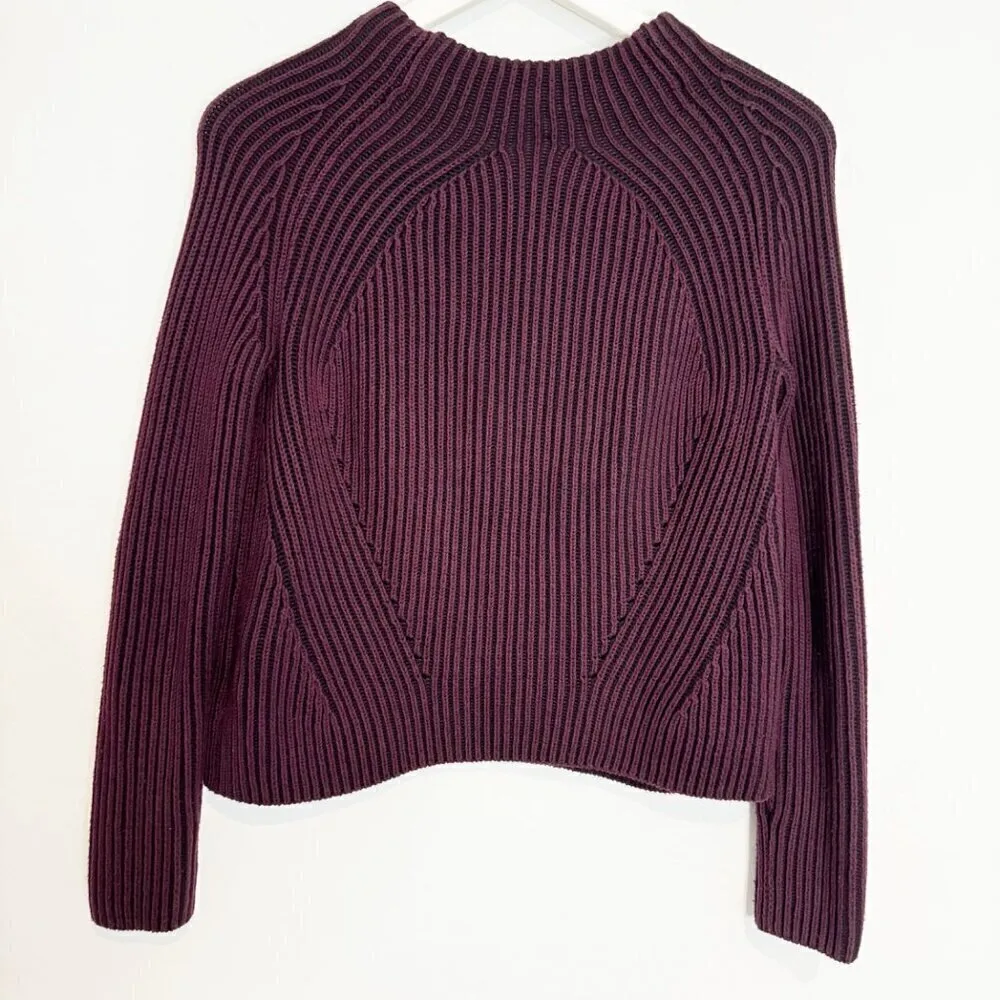 Athleta Rockland Ribbed Knit‎ Chunky Sweater in Burgundy Maroon Winter Size XXS - Image 7