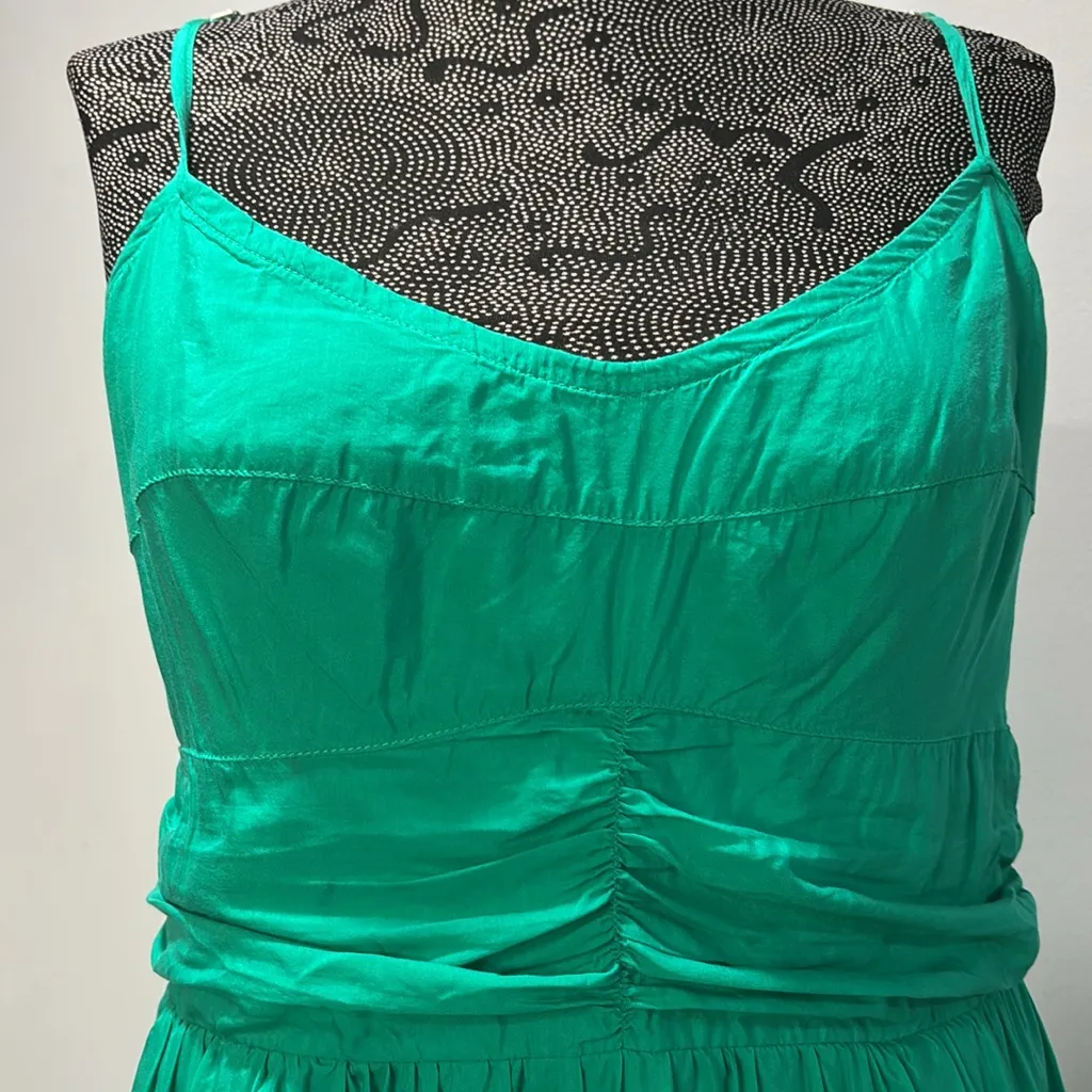 Kelly Green strappy ruffle maxi midi with smocking size M Size M - Image 6