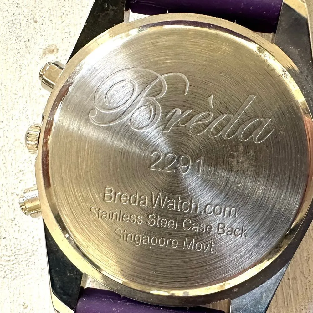 Bréda zebra rhinestone watch with purple band - Image 5