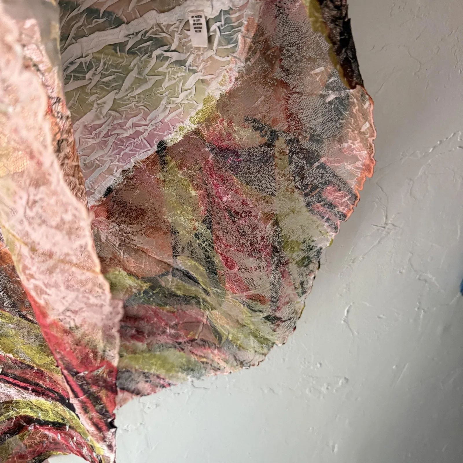 LINDI Dress Womens Small Mesh Sheer Crinkle Boho Y2k‎ Flare Sleeve Retro - Image 8