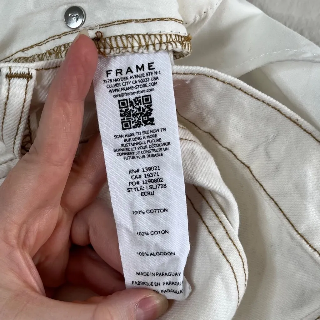 Frame Le Slouch Ecru Jeans Size 30 Eggshell White - Image 12