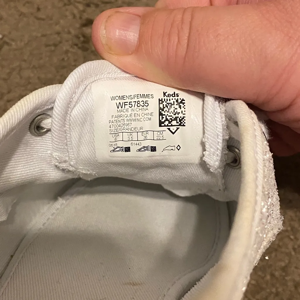 Keds x Kate Spade New York Champion Womens Ivory Glitter Sneakers WF57835 Size 6 - Image 6