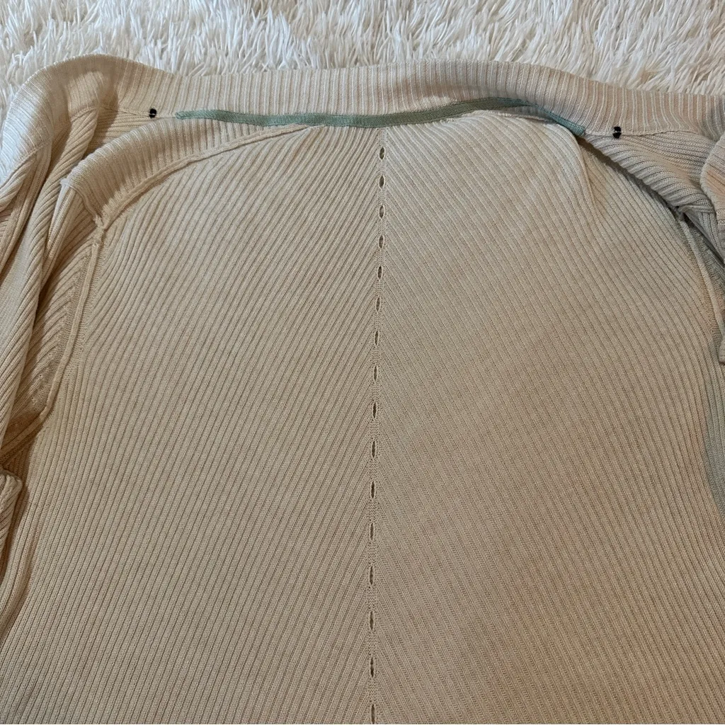 Lululemon Ribbed Wrap It Up Cardigan Sweater Beige Open Front Longline Size 12 Size L - Image 11