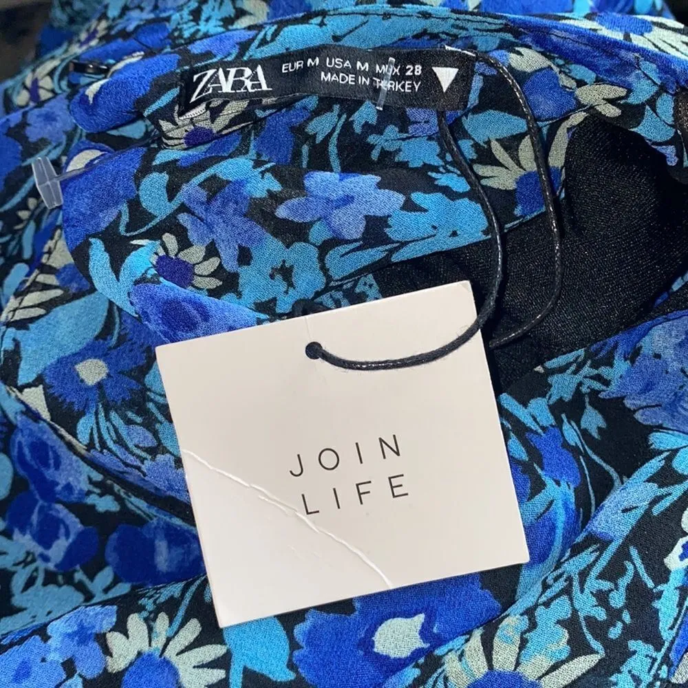 ✨ Zara Draped Blue Floral Mini Dress ✨ - Image 7