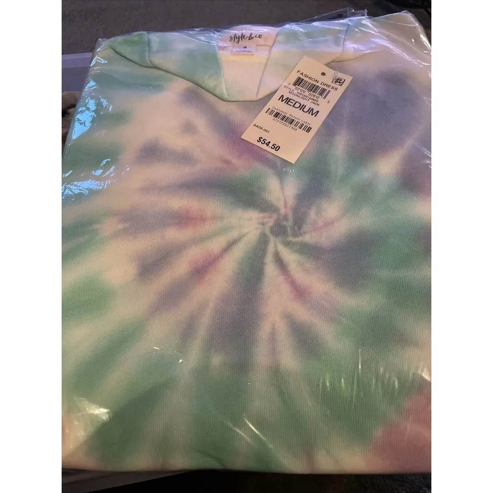 MSRP $54 Style & Co Womens Tie-Dye Sweatshirt Dress Multicolor Size Medium - Image 2