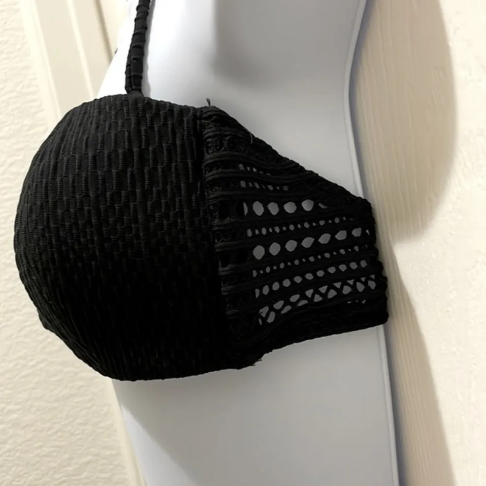 Robin Piccone Black Halter Crochet Bikini Top - Image 3