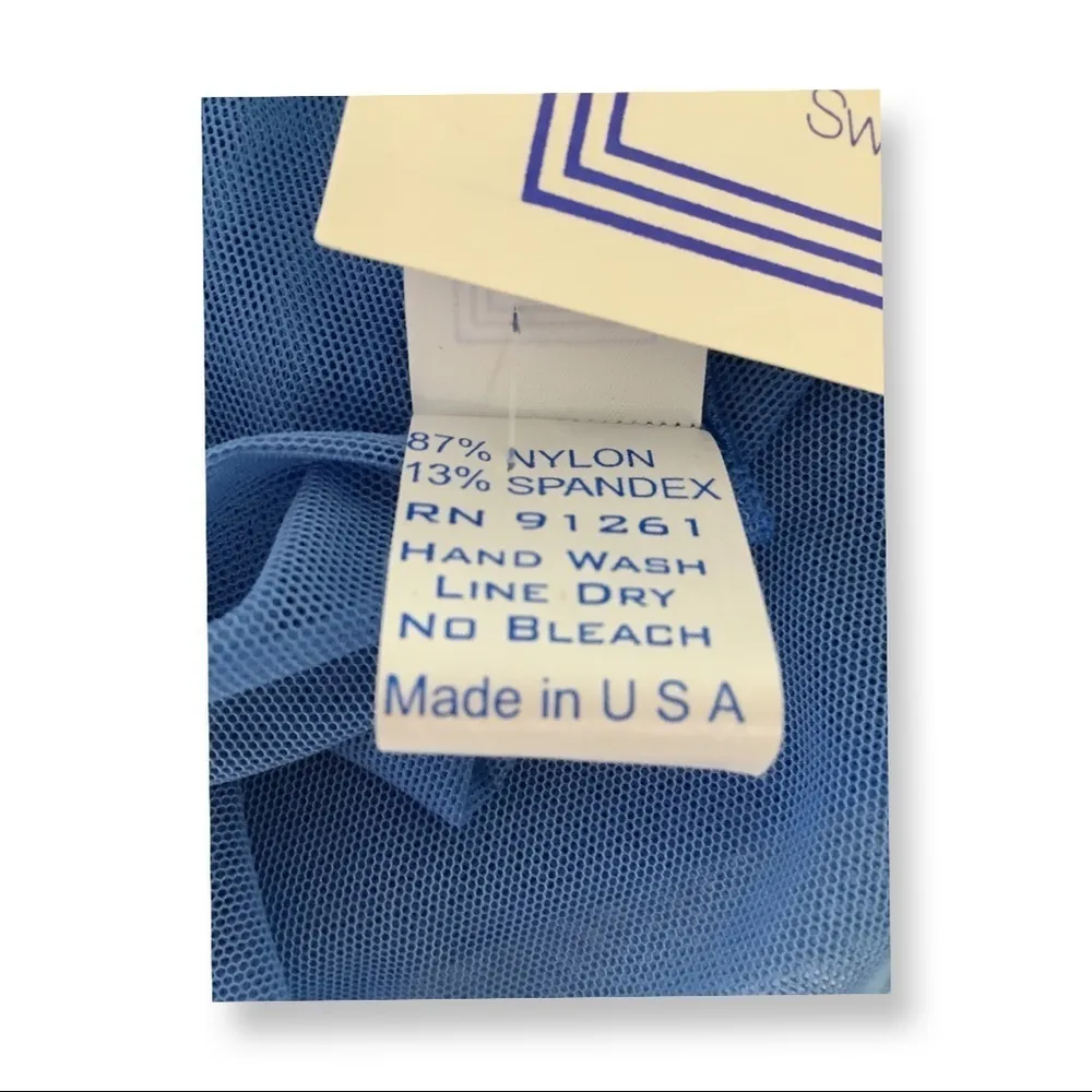 Zuliana blue mesh cover up with lettuce trim Made in USA. NWT Size undefined - Image 4