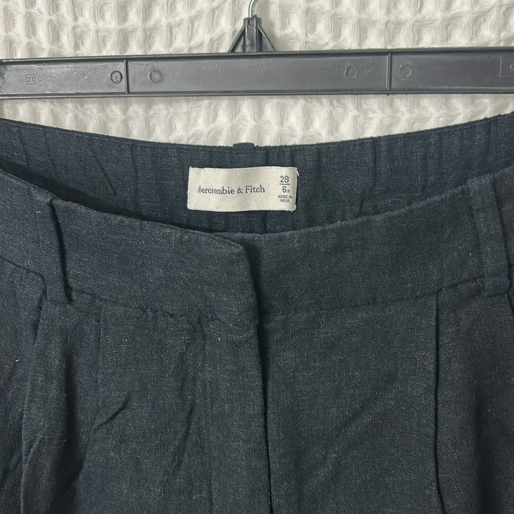 Abercrombie & Fitch Linen Blend Trouser Black Pants Size 28/6 - Image 5