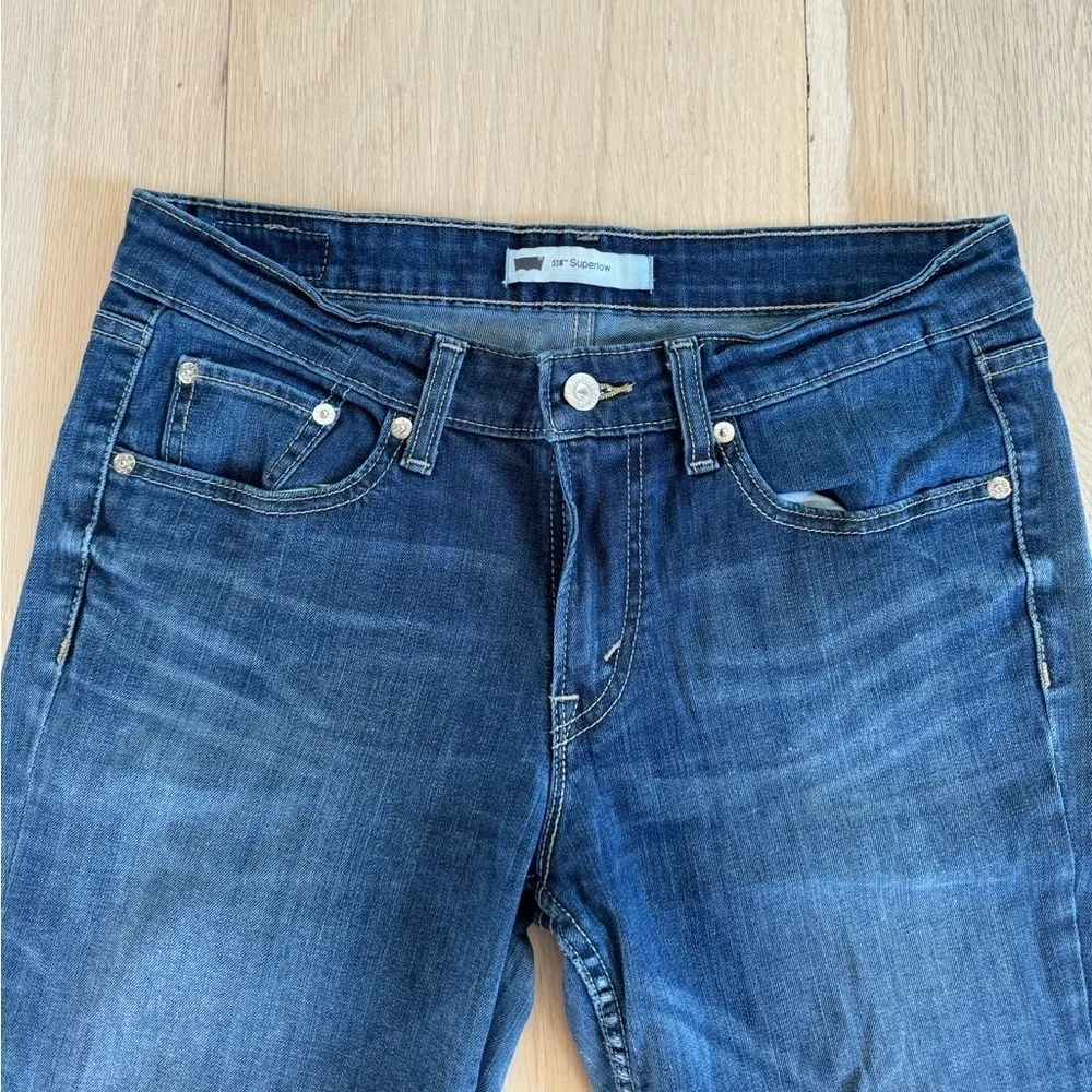 Levi’s 518 Superlow Dark Jeans Size 32 Blue - Image 3