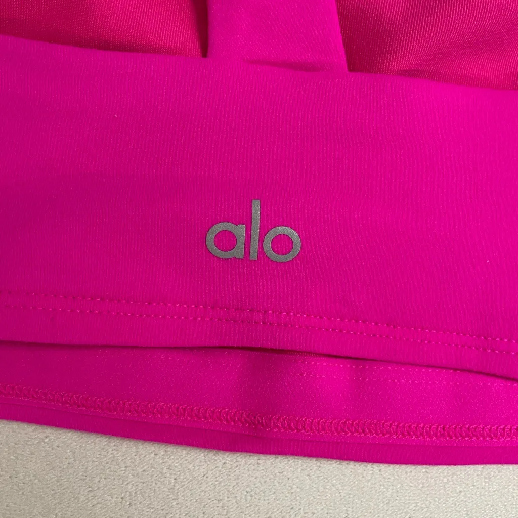 ALO Yoga Vibrant Pink One-Shoulder Sports Bra Size XS - Image 5