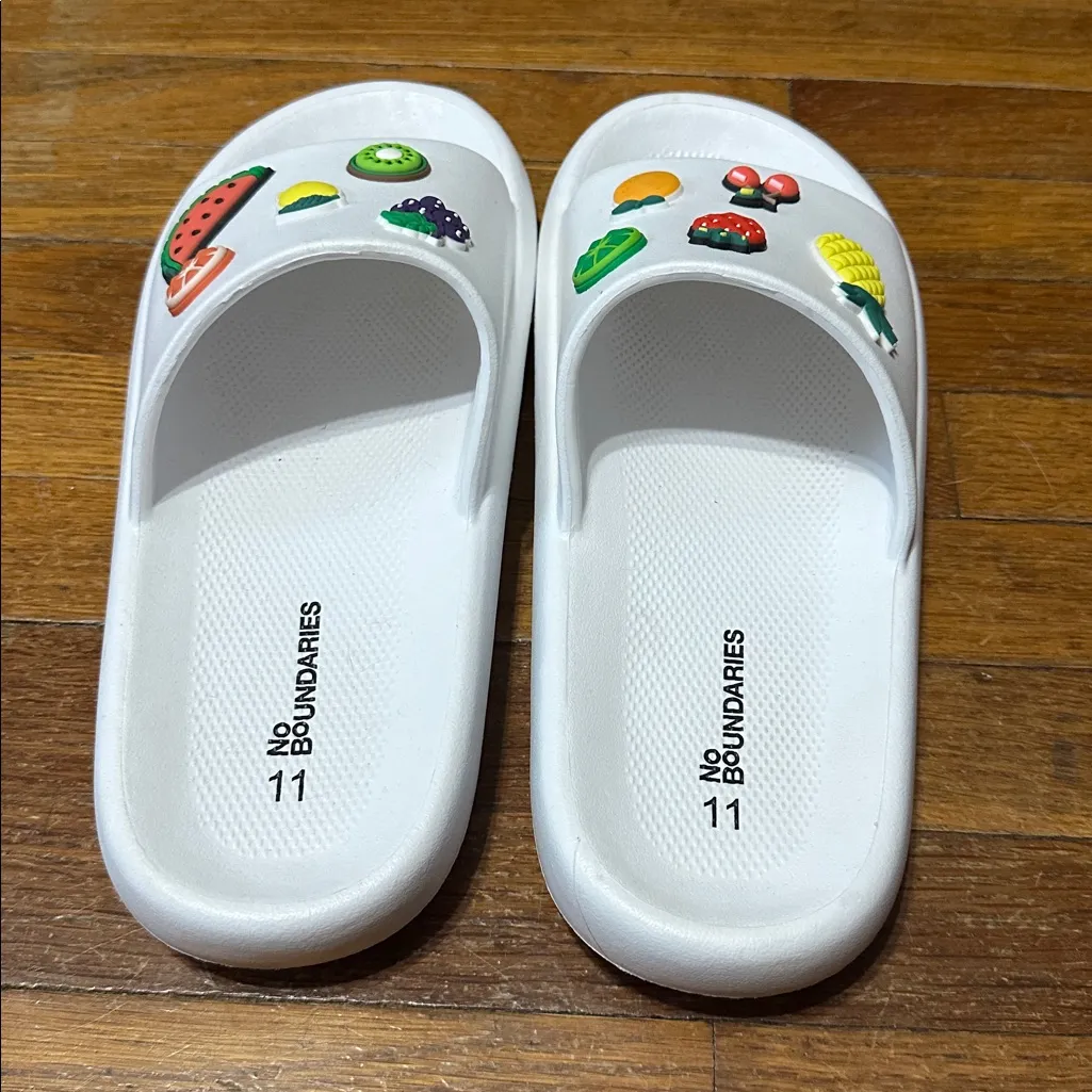 No Boundaries White Fruit Slide Sandals, Sz 11 - Image 2