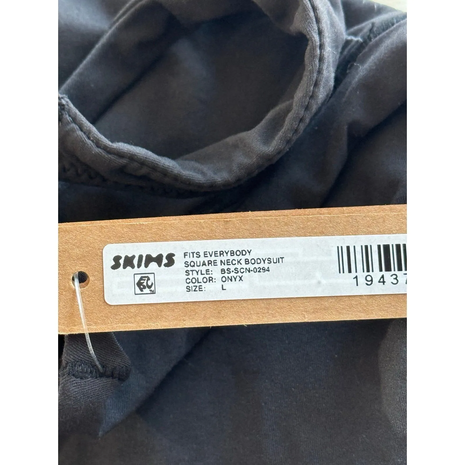 Skims Fits Everybody Square Neck Bodysuit Onyx Size Large - Image 10