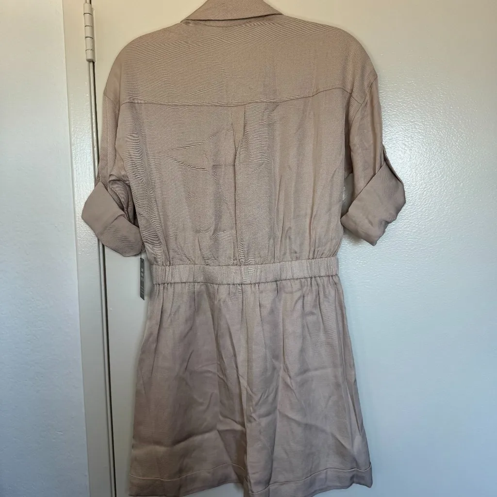 Express Linen-Blend V-Neck Utility Blazer Romper Size X-Small - Image 4