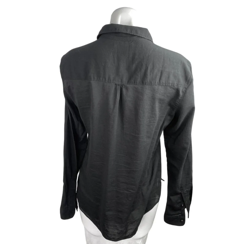 Abercrombie & Fitch Women's Black Long Sleeve Collared Button Down Shirt Top M - Image 2