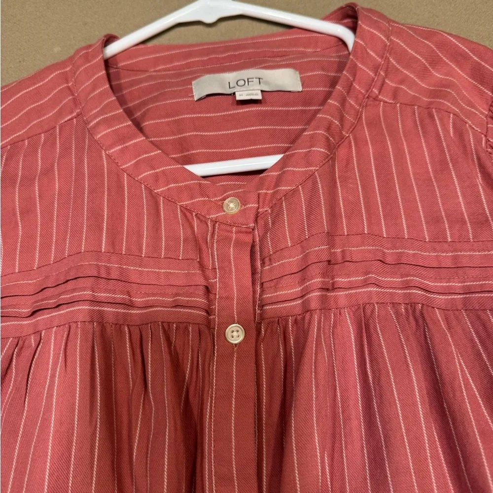 Pink Cuffed Sleeve Blouse with Bib Collar - Image 2