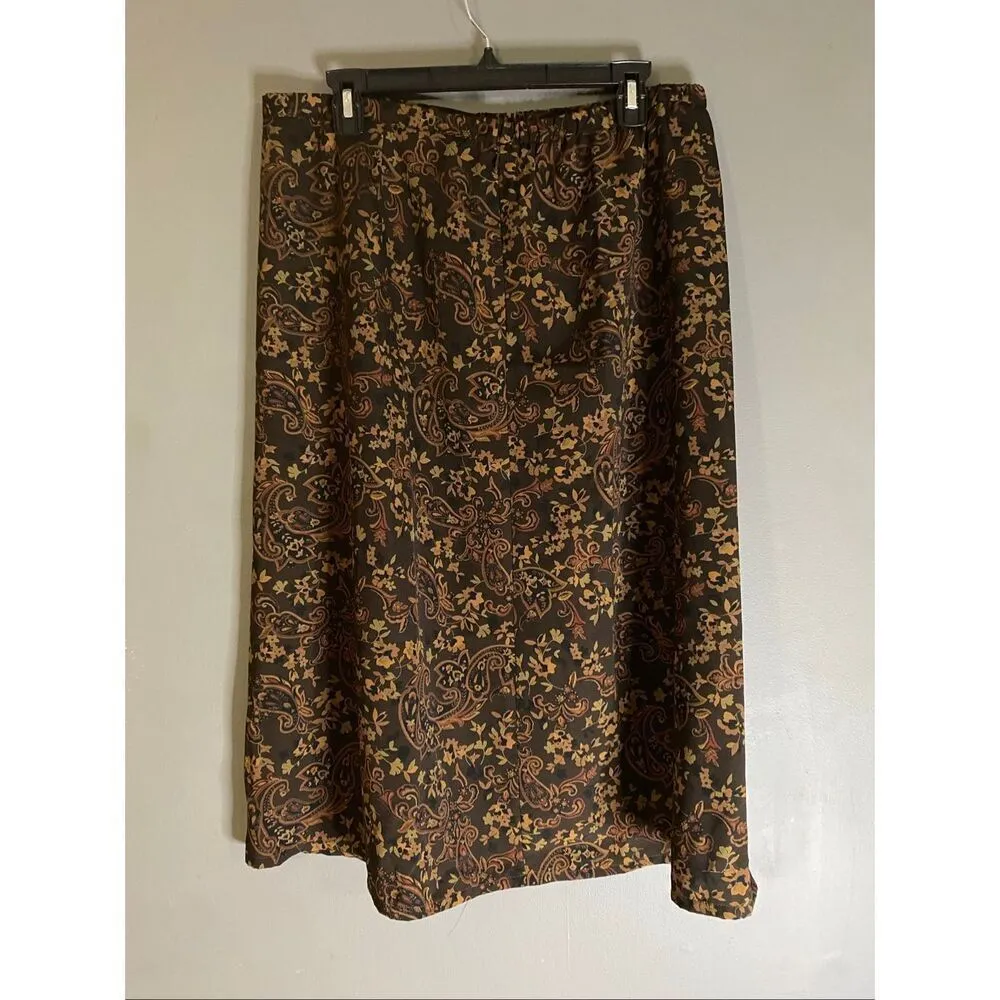 Laura Scott Vintage Paisley Print Thanksgiving A Line Straight Skirt Large - Image 4