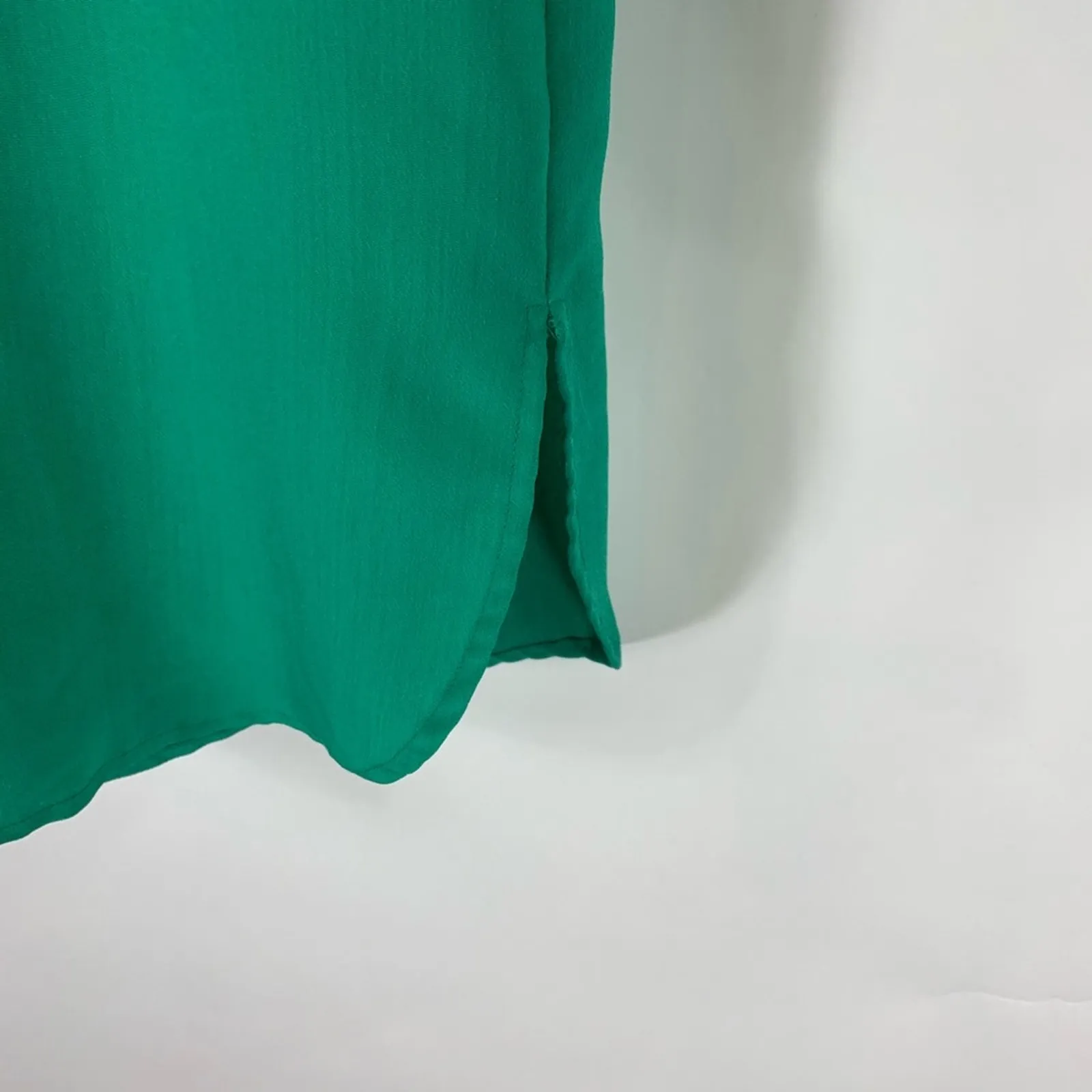 Vintage Green Round Collar Blouse Big Button Small Medium - Image 9