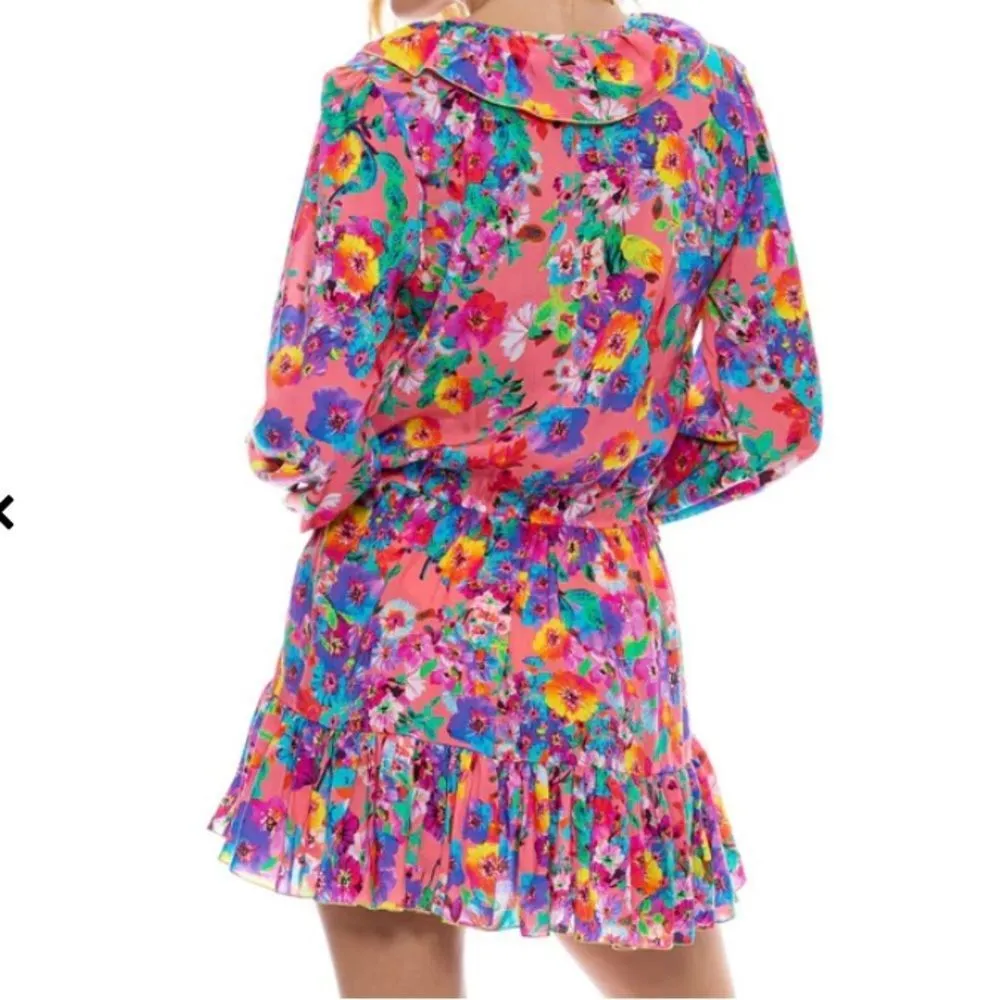 NWT Luli Fama Ruffled DeepV Frill Hem Dress size Medium - Image 2