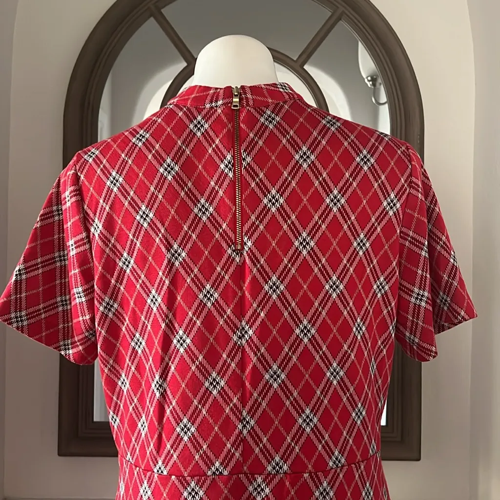 Next Tartan Day Dress Knit Dress in Vibrant Red Black, Size UK 16, US 12 - Image 5