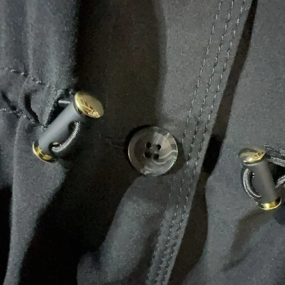 Calvin Klein black silky lightweight button up dress jacket sleeveless pockets - Image 5