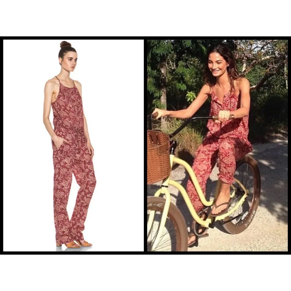 💕ISABEL MARANT💕 ETOILE Seth Jumpsuit Red Floral Print 38 Sleeveless Boho Chic - Image 3