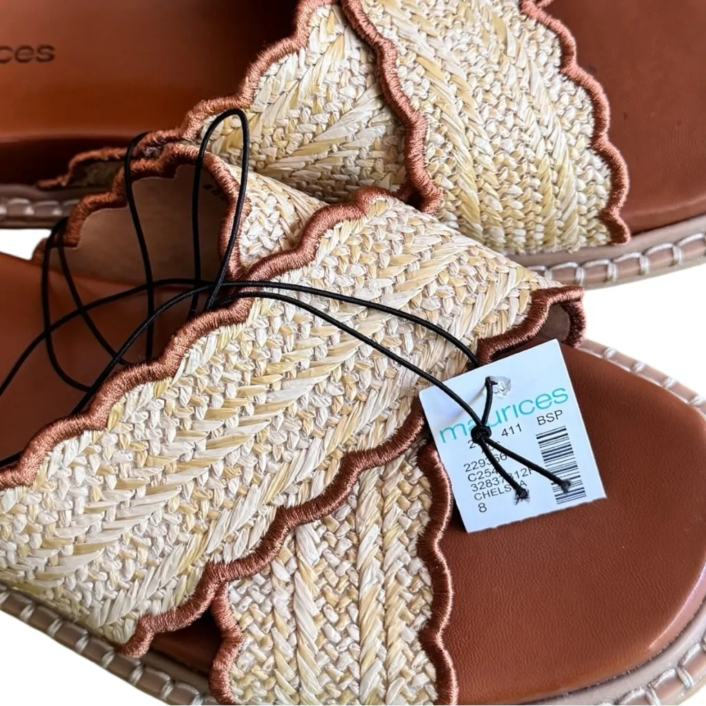Maurices Women's Chelsea Crossband Woven Tan and Brown Sandals Sz 8 New With Tag - Image 2