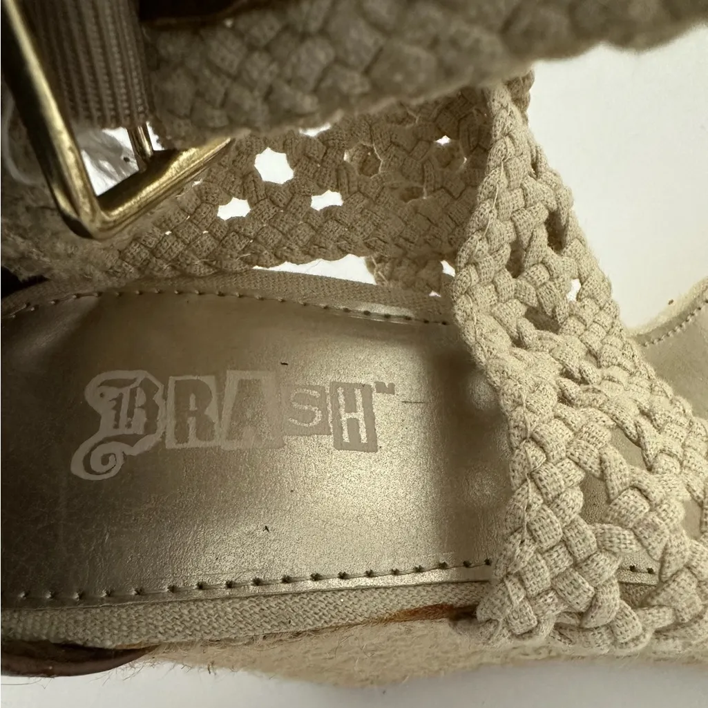 Brash Crochet Strap Espadrille Wedge Sandals Platform Neutral Y2K Size 8 - Image 12