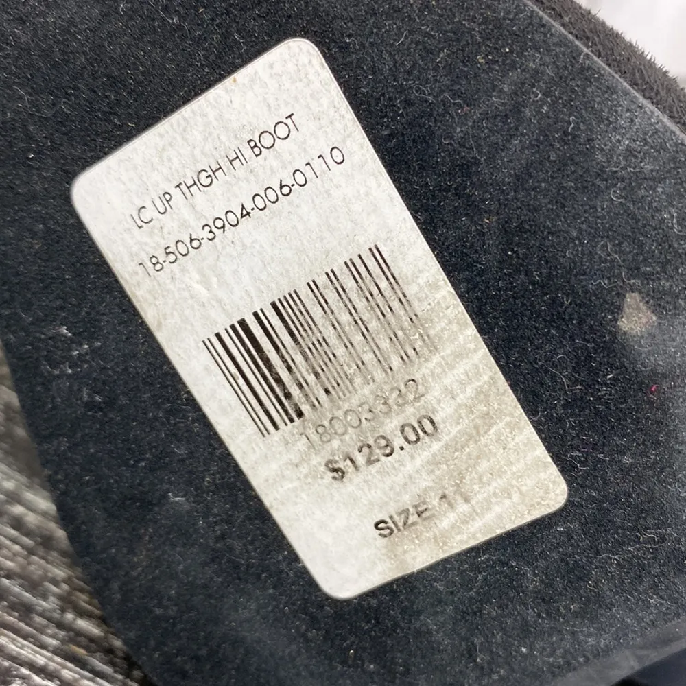 FTF Nadia Black Faux Suede Lace Up Thigh High Heel Boots 11 Wide - Image 10