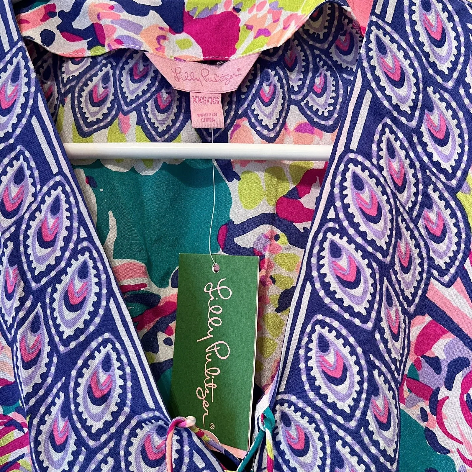 Lilly Pulitzer NWT Lettie Silk Caftan Top Safari Sighted XXS/XS Very Rare Find! - Image 3