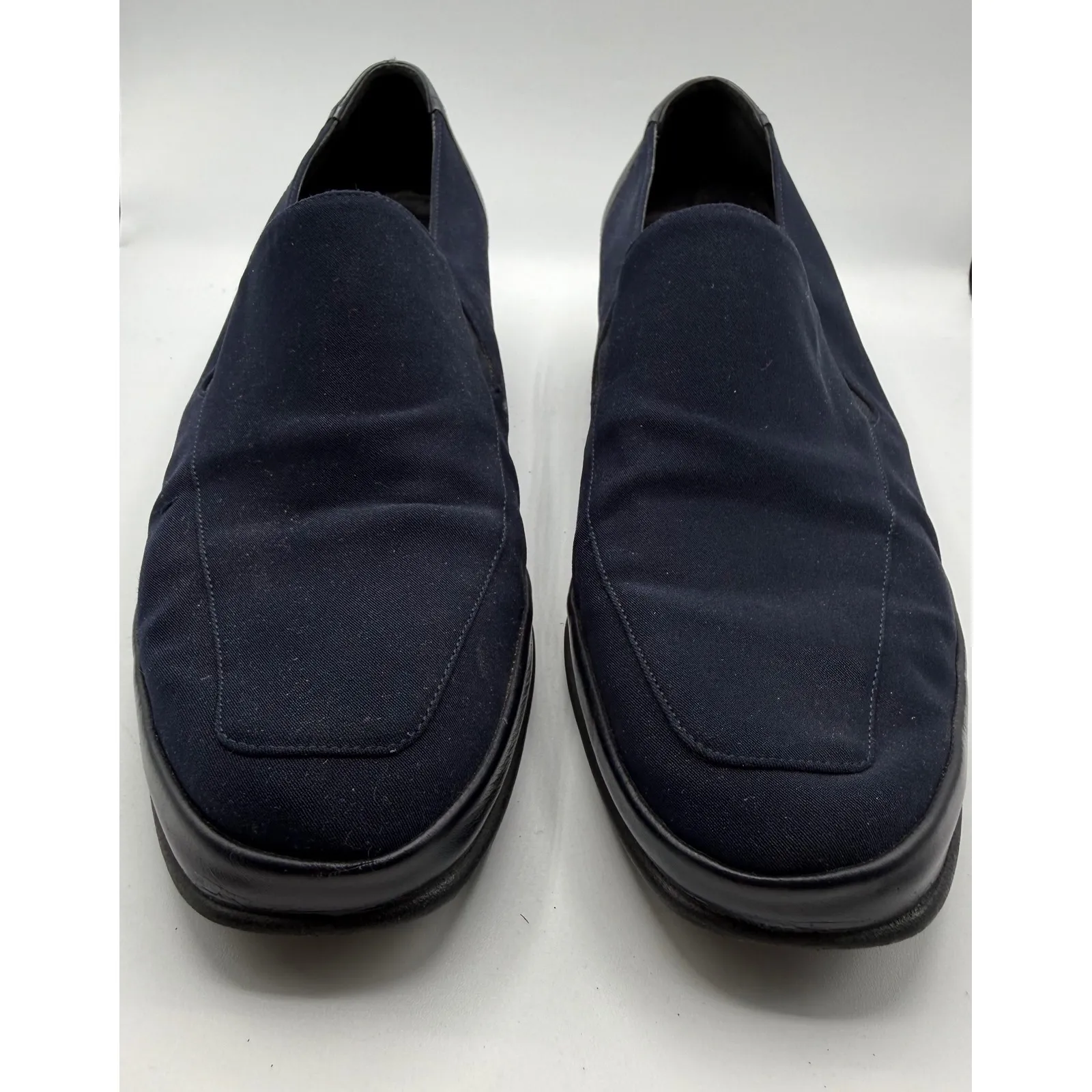 Rangoni Firenze Women 10 Block Heel Slip On Navy Blue Loafers Made in Italy Black - Image 3