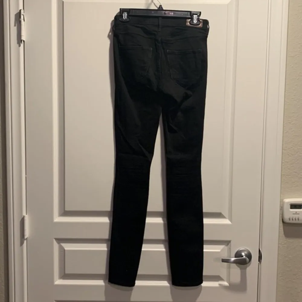 Hollister Black Denim Jeans Mid Rise Super Skinny Classic Stretch Size 1L EUC - Image 4