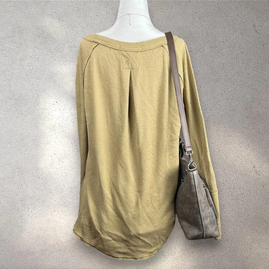 We The Free People Snowy Thermal Tunic Women’s M Green Gauzy Lounge Lagenlook - Image 2