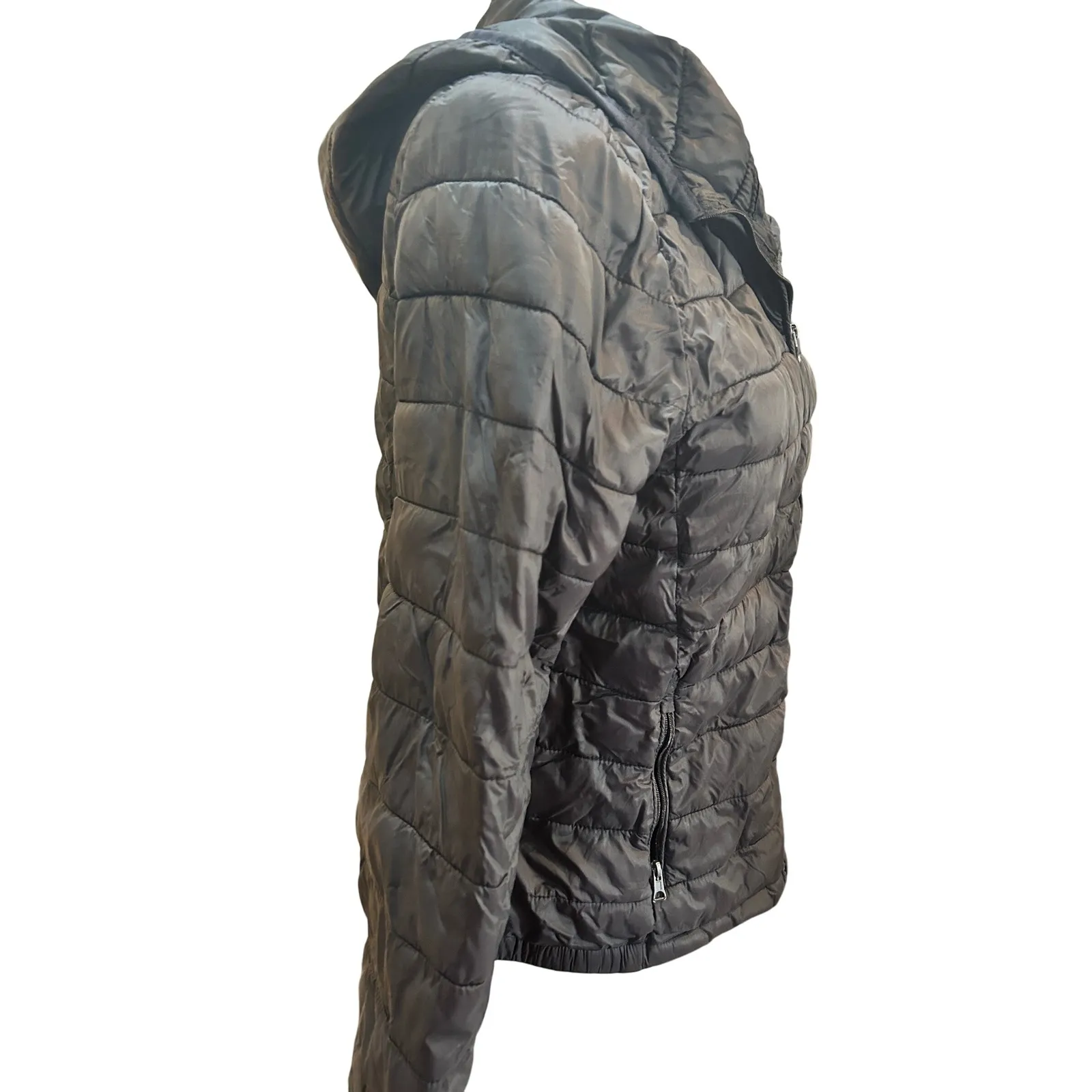 Copper Key  Womens Puffer Jacket Size M Black Lightweight Hooded Zip Up‎ - Image 4