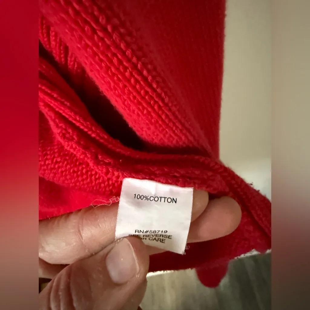 Notations VTG  Knit Cotton Vibrant Red Cardigan Sweater Buttons Thick Warm XL - Image 7