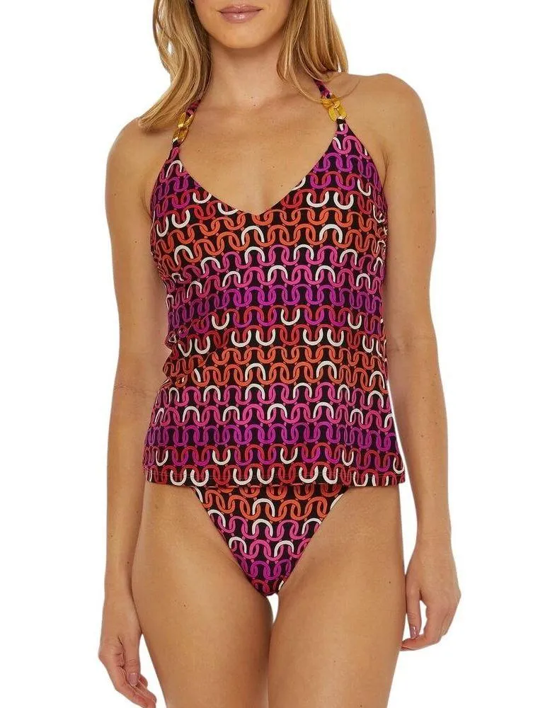 NWT! Trina Turk Women's Echo Chain Halter Tankini Top & Bottoms - Size 4 - Image 3