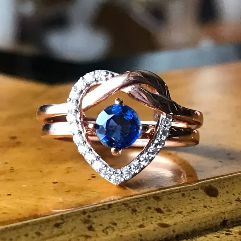 Natural Kyanite Moissanite Sterling Silver Ring Size 5.75 Blue - Image 9