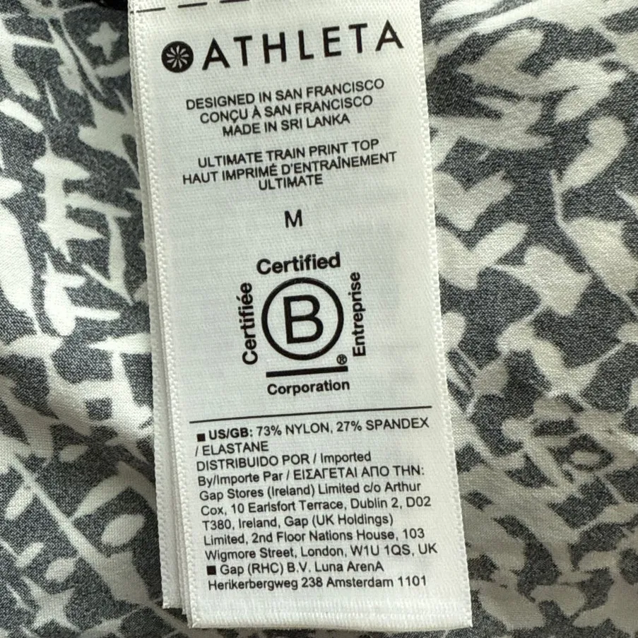 Athleta Ultimate Train‎ Print Long Sleeve Top Black & White Size Medium - Image 13