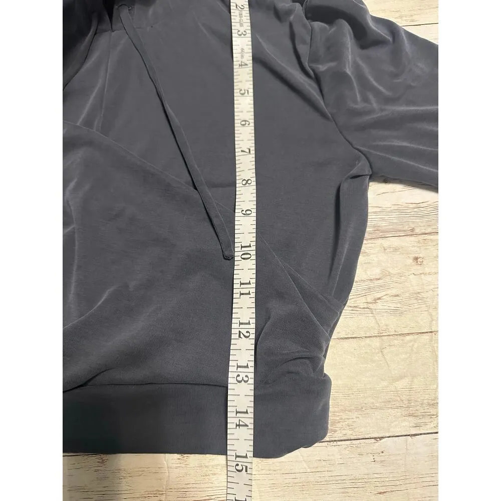 Alice + Olivia Kirk Wrap Front Hoodie Size XS Black Dark Gray Casual Cropped - Image 4