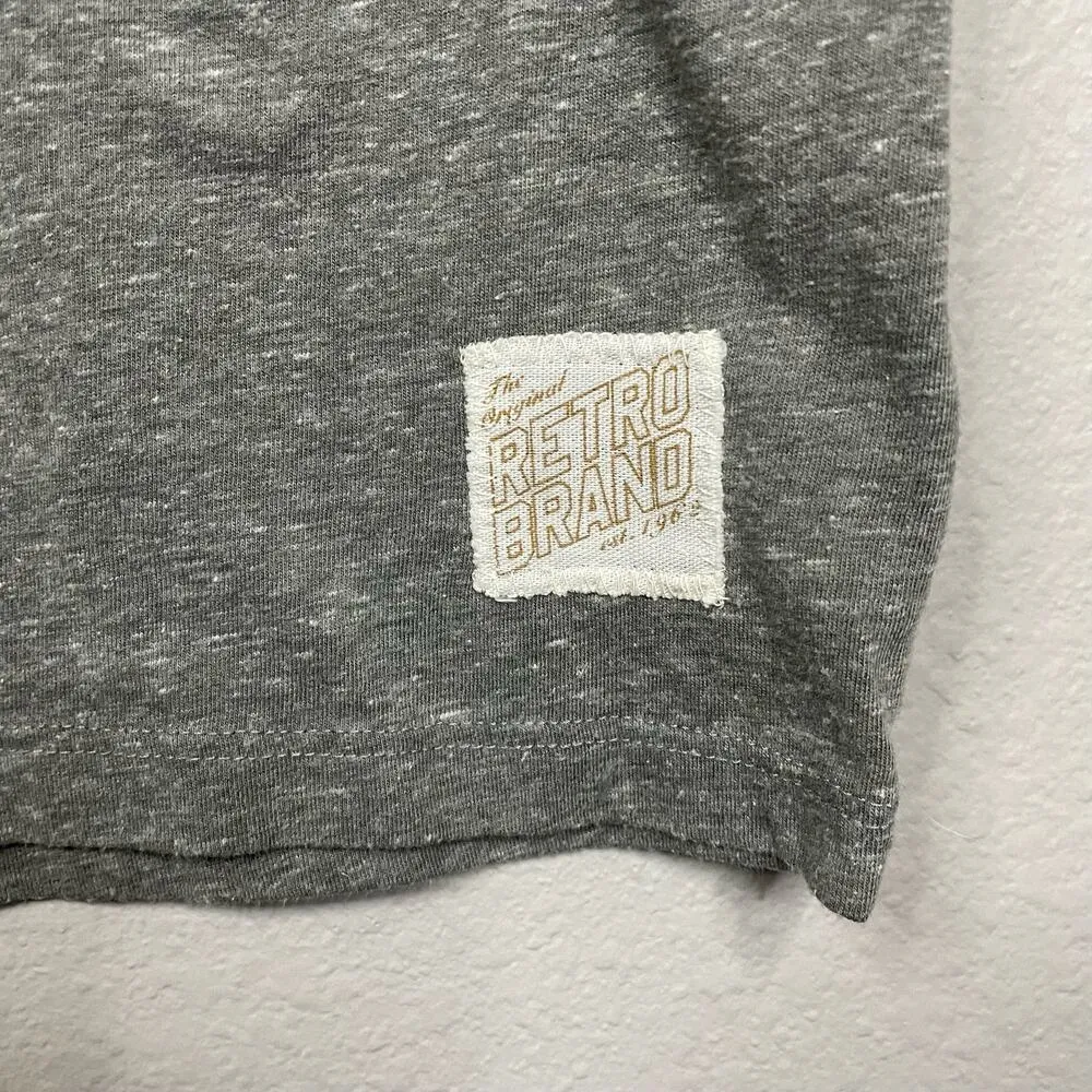 Retro Brand Blackhawks Tee M NHL Hockey Stanley Cup 2013 V Neck Casual Sporty Gray Size M - Image 3