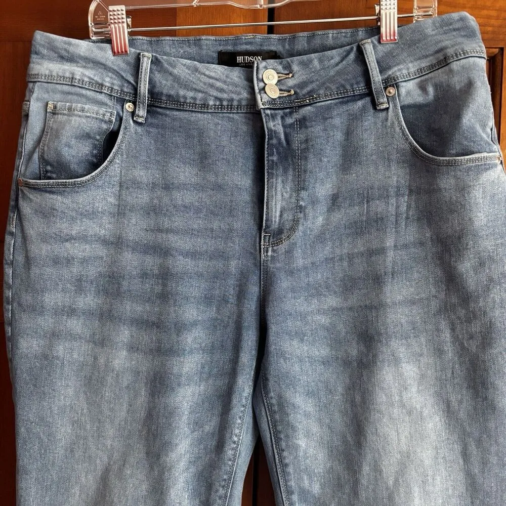 Hudson Midrise Straight Leg Blue Denim Jeans Women's Size 14 Festival Casual - Image 2