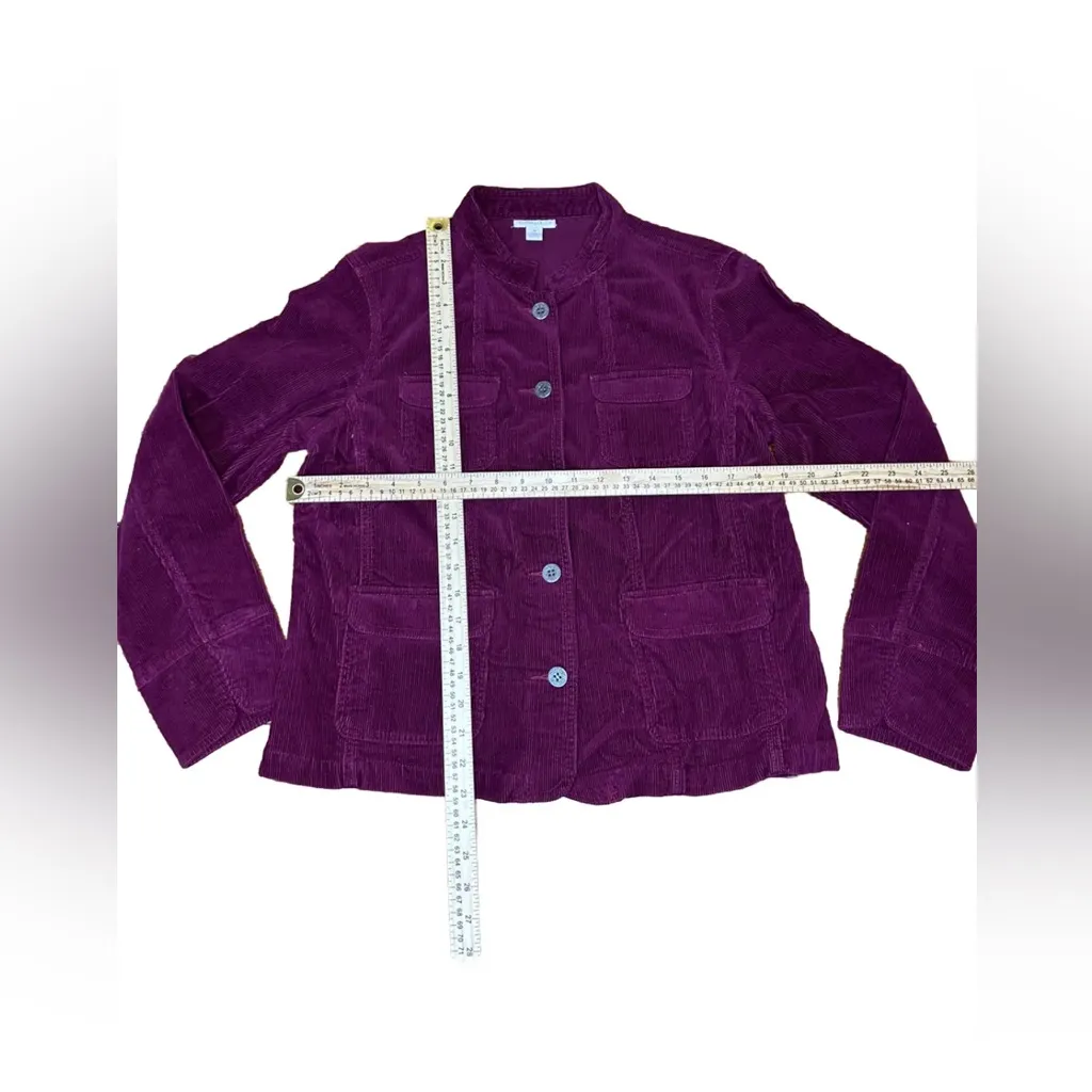 Charter Club Corduroy Jacket Womens Medium Burgundy Button‎ Up Pockets Slim Fit - Image 5