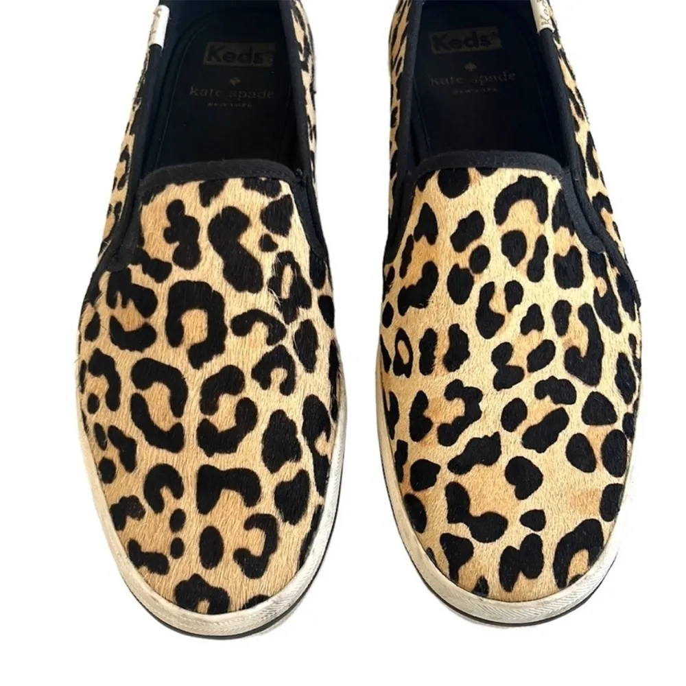 Kate Spade x Keds Animal Print Calf Hair / Leather Slip-On Sneakers Size 8 1/2 - Image 3