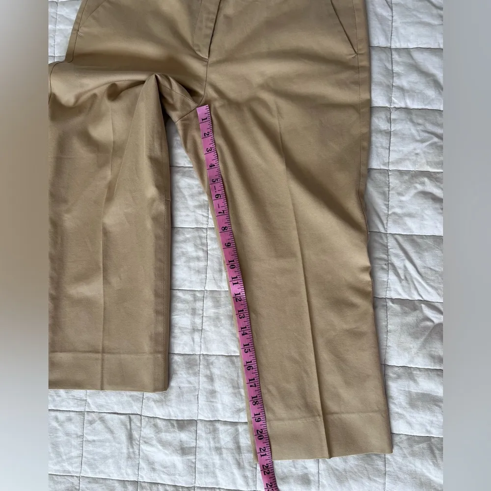 Theory Tan Cotton Lyrca Stretch Sleek Pleated Mid Rise Capri Slacks 90's y2k- 10 - Image 8